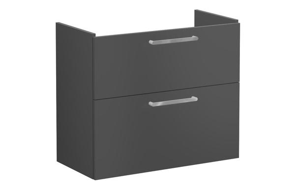 VitrA Root Flat 80cm 2 Drawer Slim Washbasin Unit - Matt Storm Grey